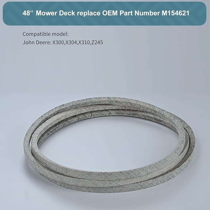 1/2 x 146'' Lawn Mower Deck Belt M154621 Kevlar Lawn Mower Belt for John Deere X300 X304 X310 Z245 with 48 inch Mower Deck (M154621)