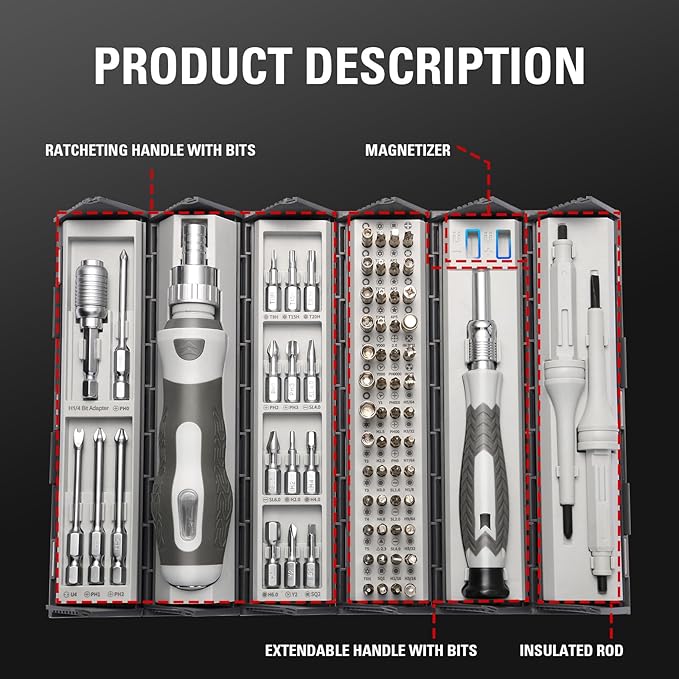 73 in 1 Magnetic Screwdriver Set, DIY Ratchet Precision Screwdriver Set, Precision Multi Tool Kit for PC, Watch, Bicycle, Electronics Maintenance