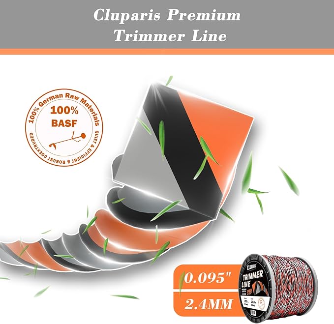 Cluparis 3-Pound Super Heavy Duty Trimmer Line .095-Inch-by-1010-ft Twist Pro Trimmer Line Spool 3-Component Tri-Extrusion Weed Eater String with Super Line Cutter