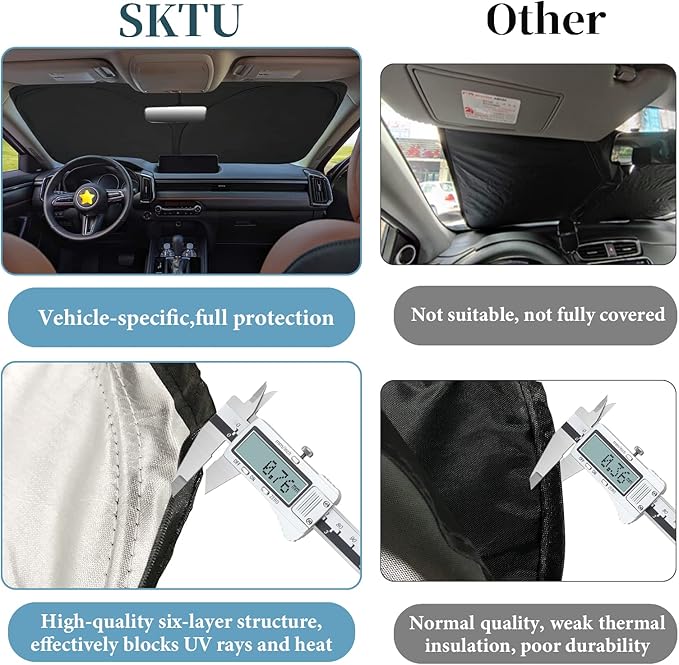 SKTU 2025 2026 CX-50 Front Windshield Sunshade for 2023 2024 2025 2026 Mazda CX-50 Windshield Sun Shade Foldable for Blocks UV Rays and Blocks Heat and Sun Keeps Vehicle Cool