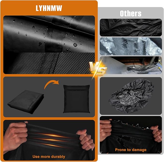 LYHNMW Riding Lawn Mower Cover, 54" Outdoor Lawn mower Covers, 600D Oxford Waterproof Lawn Tractor Covers, With Elastic Cord & Storage Bag