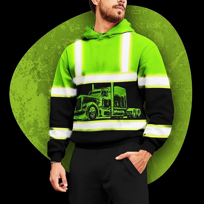 Matedecor High Visibility Hi Vis Hoodie for Men - Jobs Collection Custom Name Class 3 Reflective Safety Workwear