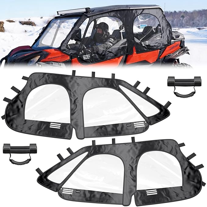Ehaho Soft Upper Doors Compatible with Polaris RZR XP, Upper Windows Fit with Side Mirror, Upgrade Waterproof Zippers Cab Enclosures Windshield for Polaris 2014-2023 RZR XP 4 1000/19-21 XP4 TURBO