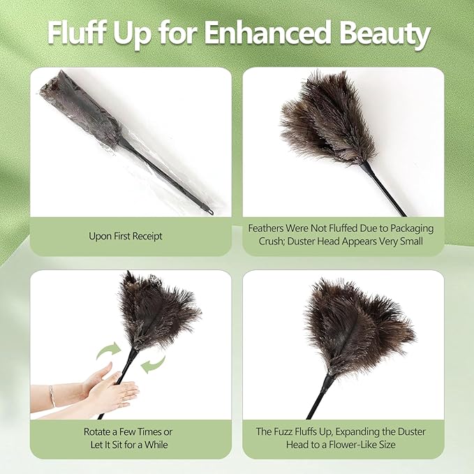 Ostrich Feather Duster – Reusable, Anti-Static Design for Cleaning Delicate Items, Antiques, Electronics, and More, 3-Pack, 15-Inch – Perfect for Home, Office, and Car
