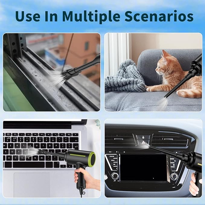 DOROBEEN Compressed Electric Air Blower, Handheld 500W 40000RPM Powerful Cored Air Duster for Computer Keyboard Electronics Cleaning