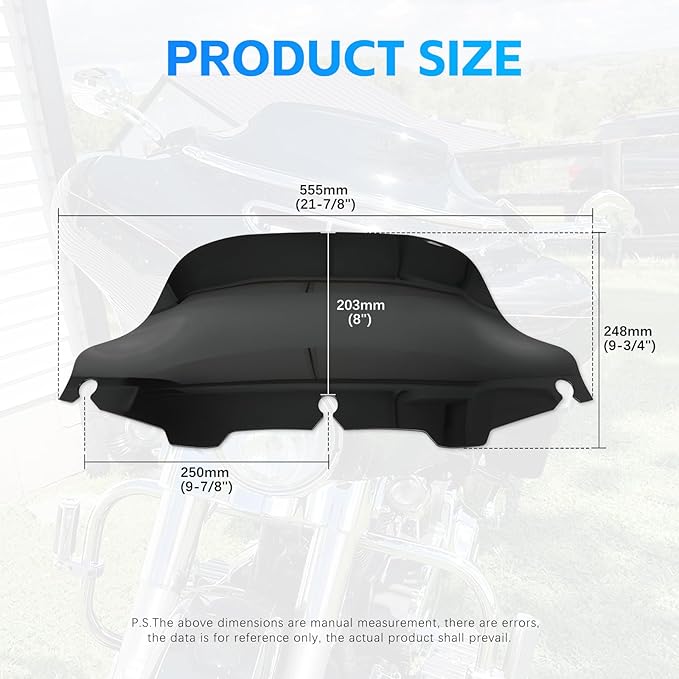DREAMIZER Wave Windshield Windscreen,Specific Fit Motorcycle Windshield, PC Wind Deflector Compatible with Harley Touring Electra Street Tri Glide 1996 - 2013 (Black 8inch)