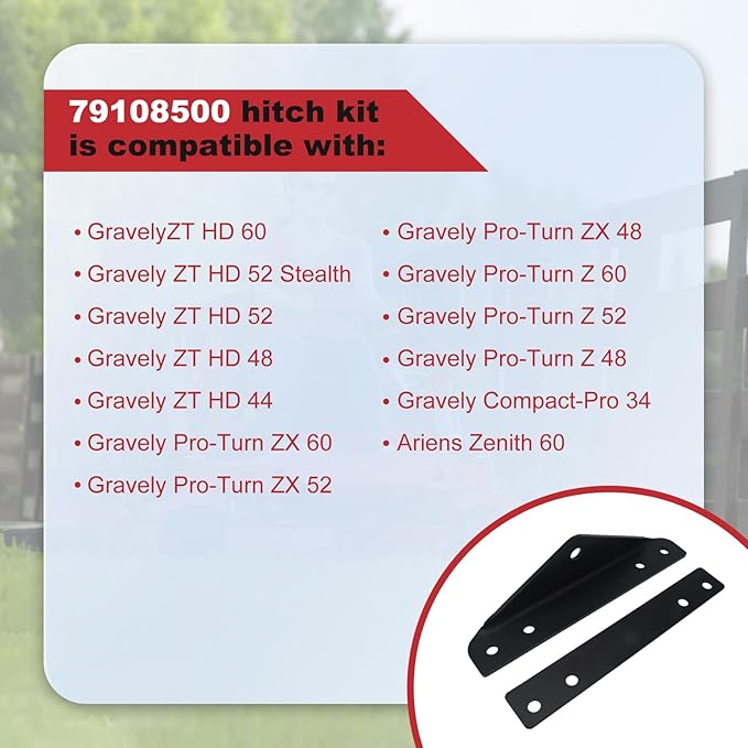 79108500 Heavy Duty Trailer Hitch Kit with Magnetic Hitch Pins & R-Clip - 500lbs Capacity Powder Coated Steel Compatible with Gravely ZT HD/Pro-Turn Z/ZX & Ariens Zenith Zero Turn Mowers