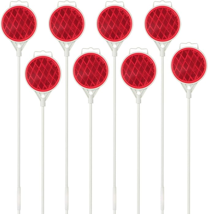 Reflective Driveway Markers, Reflectors for Driveway Entrance, Snow Plow Markers, 51 Inch Fiberglass Pole Double Sided Reflector for Driveway (Pack of 8)