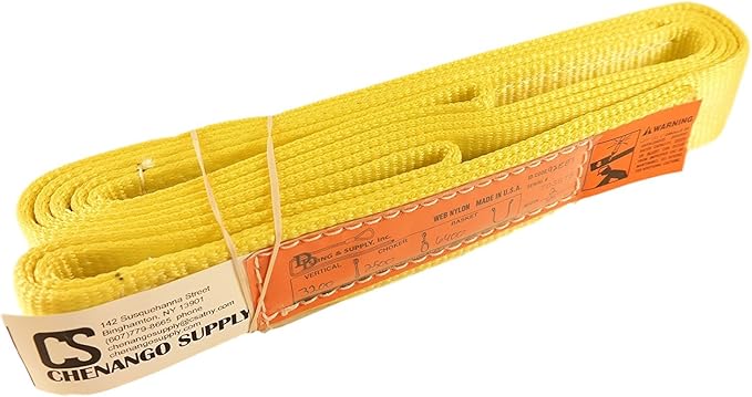 DD Sling. Multiple Lengths! (100% USA Made), 1-PLY, 2" Wide Nylon Lifting Sling. 3,200lbs Vertical, 2,500lbs Choker, 6,400lbs Basket, Eye & Eye, Heavy Duty (900 Webbing) (2" x10')