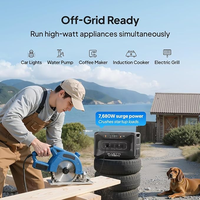 BLUETTI Apex 300 Solar Generator (2025 New) with 350W Solar Panel, 2764.8Wh LFP Battery Backup with 6 3840W AC Outlets (7680W Surge), 120V/240V Dual Voltage, Ideal for Camping and Off-Grid Living