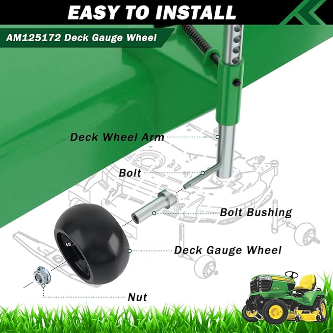 CheeMuii 2 Pack AM125172 Mower Deck Gauge Wheels Kit Lawn Mower Deck Wheels Replace for AM125172 AM124706 210-300 Compatible with John Deere 48", 54", 60", 62“, 72" Deck