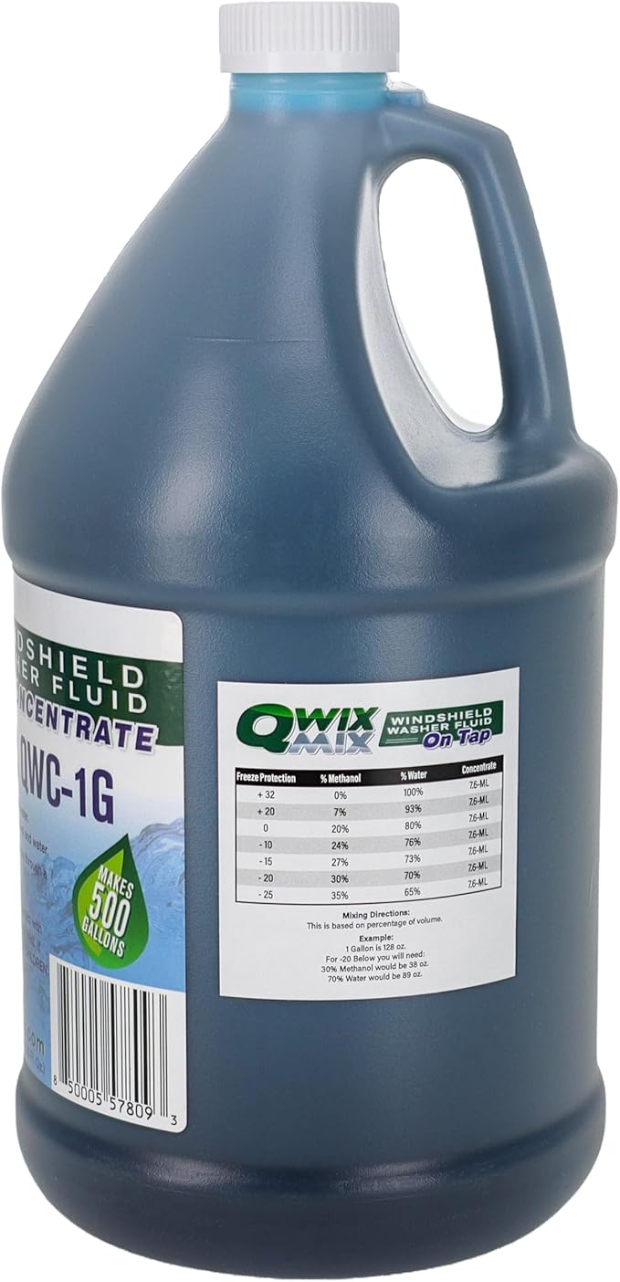 Windshield Washer Fluid Concentrate, 1 Gallon Makes 500 Gallons - 100% Biodegradable Grime & Dirt Remover, Superior Commercial Grade Glass Cleaner, Single…