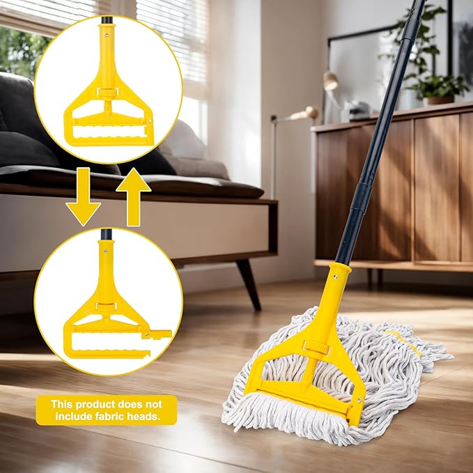 KeFanta 60 Inch Mop Handle Commercial Heavy Duty,Industrial Mop Stick Replacement Quick Change,Wet Mops Head Replacement Holder for Floor Cleaning(Yellow)