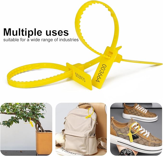 Security Seals Self Locking Tamper Evident Shipping Seals with Numbered Tags & Pull Tight Straps (Truck & Trailer) - 337 mm (13.2" Yellow 1K PCS)
