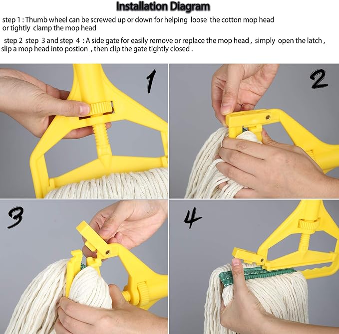 OFO Loop-End String Wet Mop, Heavy Duty Commercial Industrial Mop, 67 inch Stainless Steel Pole,3- Pack