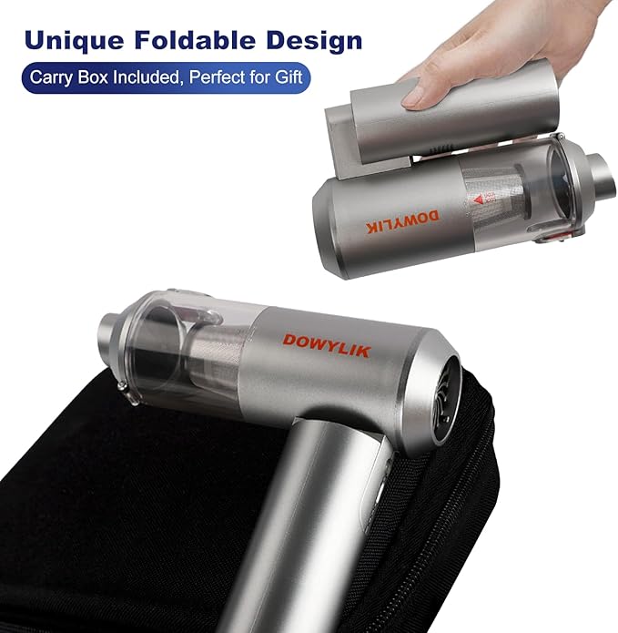 Compressed Air Duster, 150,000RPM Compressed Air with LED, 2-in-1 Mini Vacuum, Electric Air Duster for PC Cleanning Kit, Canned Air Duster for Computers-Air Blower for Electronics with Case