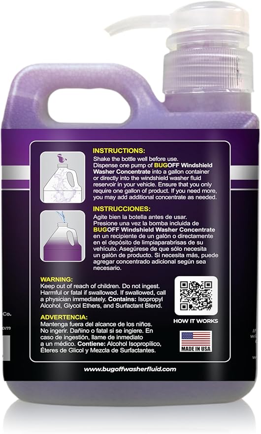 BUGOFF Windshield Washer Fluid Ultra-Concentrated (Professional 200+ Gallons)