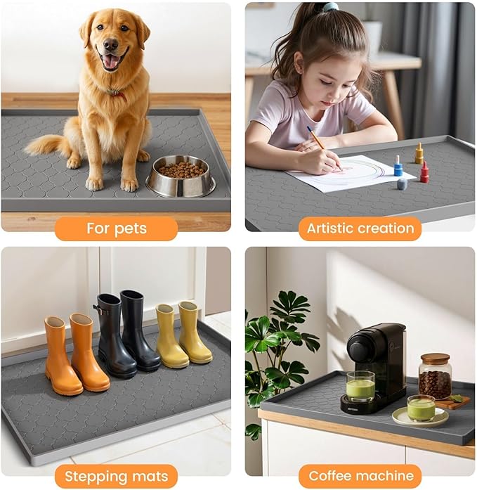 Jin&Bao Waterproof Under Sink Mat 22x19 for Kitchen and Bathroom, Thicken Cabinet Protector and Kitchen Shelf Liner, Organizer and Storage, Multipurpose Mat for Pets, Coffee Area, and Shoe Entryway