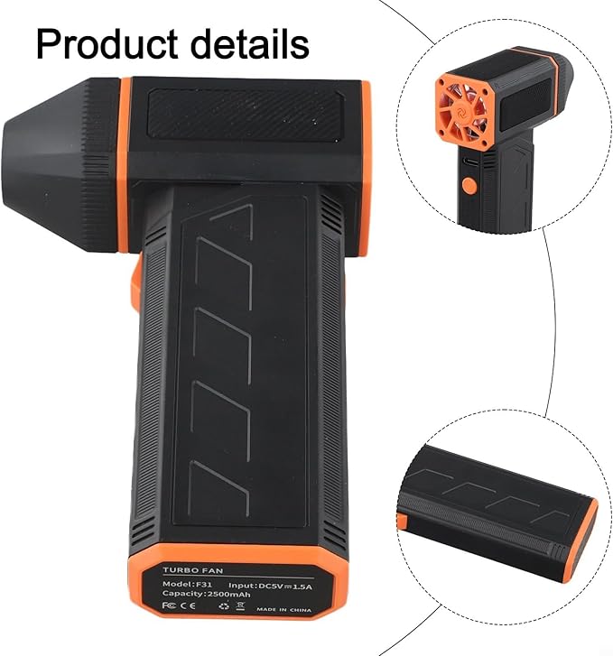 Compressed Air Duster F31 130000RPM 120W Electric Air Blower with 3 Speed Brushless Motor, 2500mAh Rechargeable Battery for Keyboard, Camera Lens, Pet Hair and Dust Cleaning