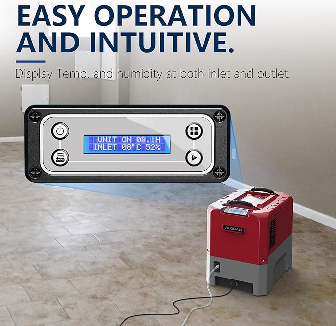 ALORAIR LGR Commercial Dehumidifier with Pump Drain Hose, 180 Pint Large Capacity Crawl Space Dehumidifier for Water Damage Restoration, Basements Warehouse & Job Sites, 5 Years Limited Warranty, Red