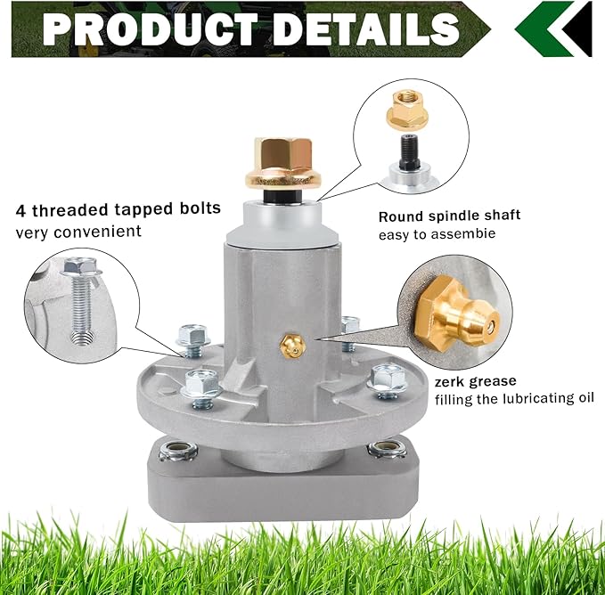 CheeMuii 3 Pack Lawn Mower Deck Spindles Fit for John Deere L100 L107 L108 L110 L111 L118 L120 L130 155C 190C Replace for GY20050 GY20785 GX20250 42" 48" Deck Spindles