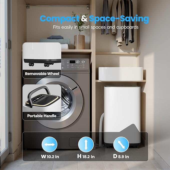 3400 Sq.Ft Dehumidifier, 34PT/24H Dehumidifiers with Drain Hose for Home, Large Compressor Dehumidifier for Basement/Laundry/Bedroom/Office, Dehu/Dry/Air Mode, Humidity Display/Timer/Child Lock