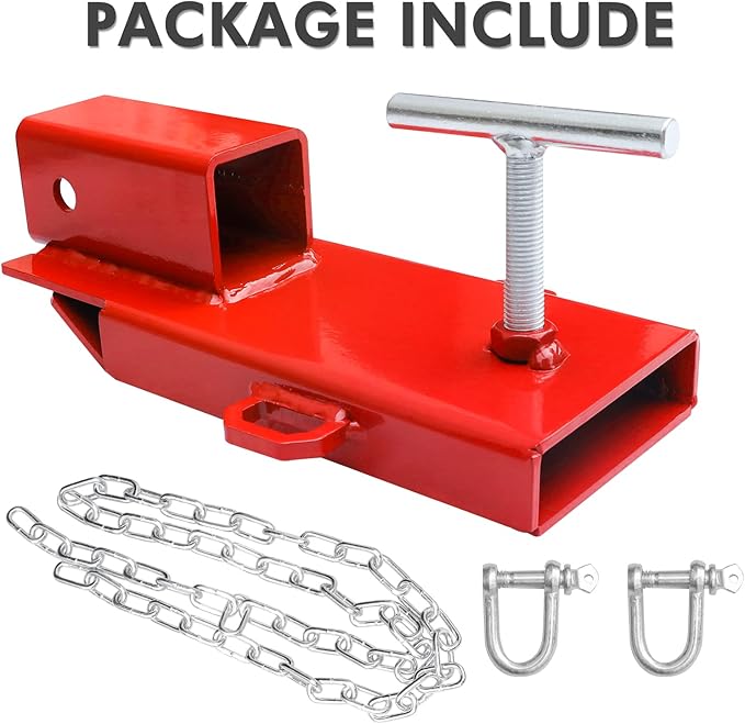 Forklift Trailer Hitch Attachment, EBESTTECH 1 PC 2" Receiver Trailer Towing Adapter with Chain Red