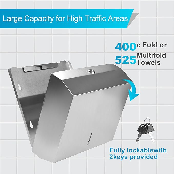 Paper Towel Dispenser Wall Mount Commercial, C Fold Multifold Hand Paper Towel Dispenser, Stainless Steel Tissue Holder