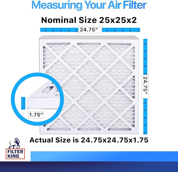 Best 25x25x2 Air Filters | 12 Pack | MERV 8 HVAC Pleated AC Furnace Filters, Protection Against Mold and Pollen, Allergen Reduction | Actual Size (24.75x24.75x1.75)