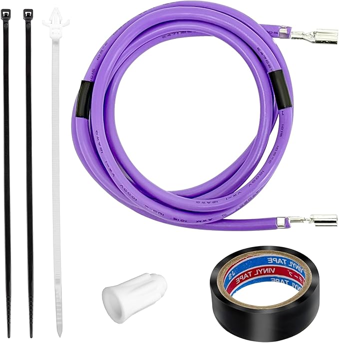 WE49X37037 Dryer Heater Wire Repair Kit Compatible with GE/Hotpoint Dryers Replaces WE49X32946 AP7217217 EAP17137283 PS17137283 PD00084037 with 1x16FT Black Electrical Tape