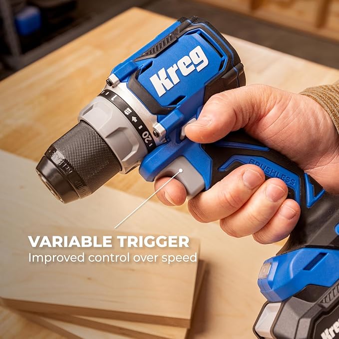 Kreg Power Drill - 20V Ionic Drive 1/2" Compact Drill - High Torque Professional Workshop Tool - LED Light - Two Speed & Variable Speed Trigger - Durable Heavy Duty Tool - Bare Tool - KPTDR050A
