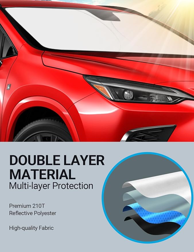 Proadsy 2025 Upgrade Windshield Sun Shade Custom Fit Lexus NX 2022-2024 2025 4-Layer Foldable Front Sunshade Protector Sun Visor Blocks UV Rays Keep Car Cooler