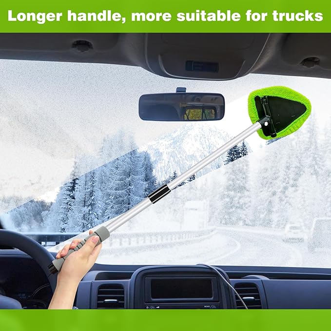 XINDELL 29-inch Windshield Cleaner Tool – Upgrade Large Head Car Interior&Exterior Window Cleaning Kit with Extendable Handle & 4 Microfiber Pads, Auto Wiper Brush for Car, Trucks, SUVs, RVs & Home
