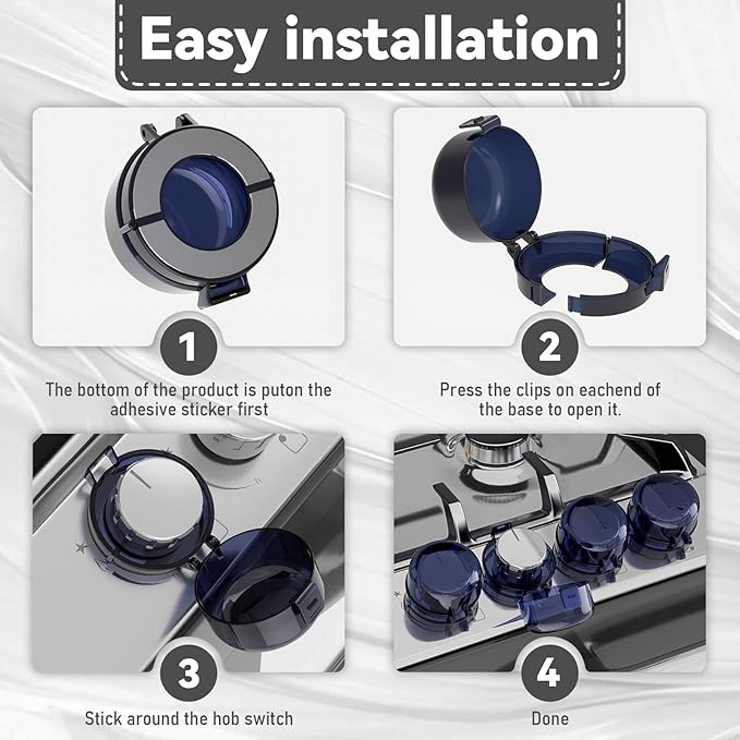 Stove knob Safety Covers for Child Upgraded Unlock Universal Size with Adult Two-Finger, Dual-Key Press Gas Stove Knob Locks Water Resistant Oil Resistant and High Temperature Resistant（6 Pack）