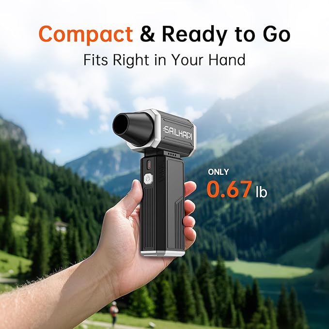 Compressed Air Duster 300000RPM, Cordless Electric Office Duster Brushless Motor Replace Canned Air, Rechargeable Durable Turbo Blower for PC, Car, Keyboard & Outdoor, Birthday Gifts for Men