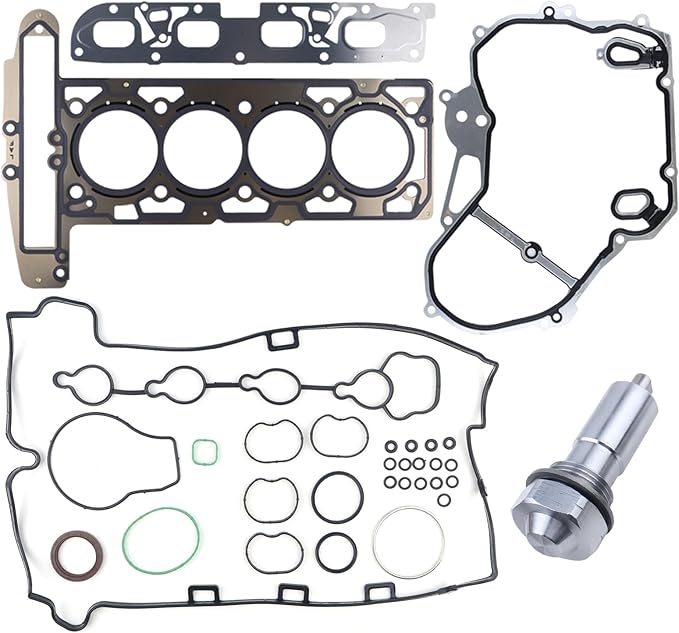 Engine Timing Chain Kit w/Head Gasket Set with Water Pump VCT Selenoid Actuator Gear for 2009-2017 Chevy Equinox Malibu Buick Lacrosse Regal Verano GMC Terrain 2.4L 2.2L 94201S HS26517PT 90537632