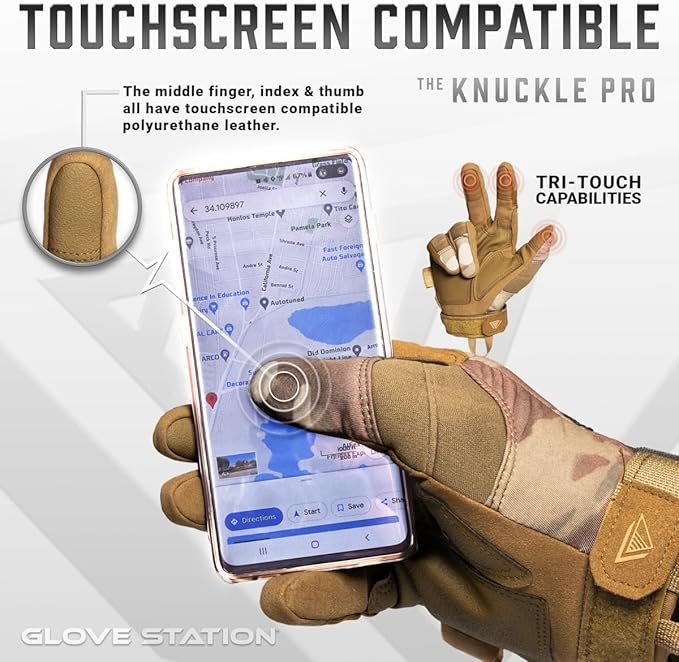 Glove Station Tactical Gloves for Men – Touchscreen Utility Gear with Hard Knuckle Protection Used in Motorcycle, Airsoft, Combat, Police, Shooting & Outdoor Work