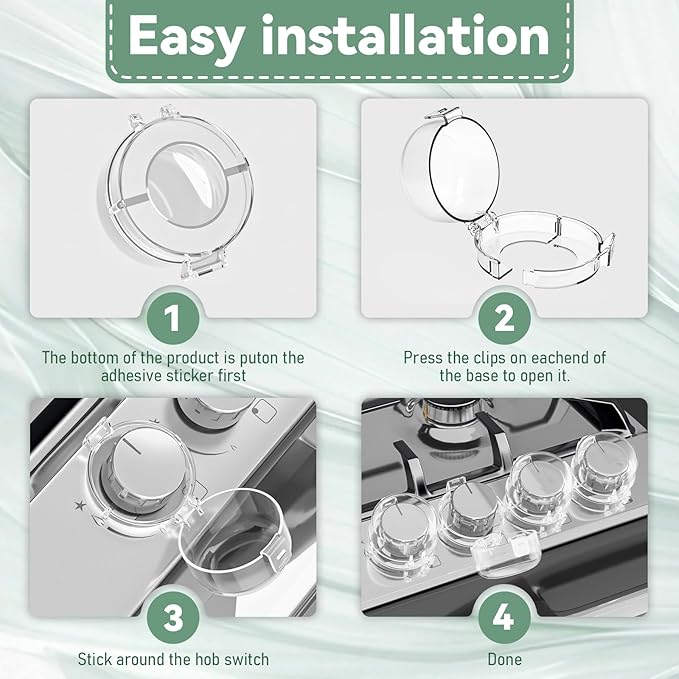 Stove knob Safety Covers for Child Upgraded Unlock Universal Size with Adult Two-Finger, Dual-Key Press Gas Stove Knob Locks Water Resistant Oil Resistant and High Temperature Resistant（6 Pack）
