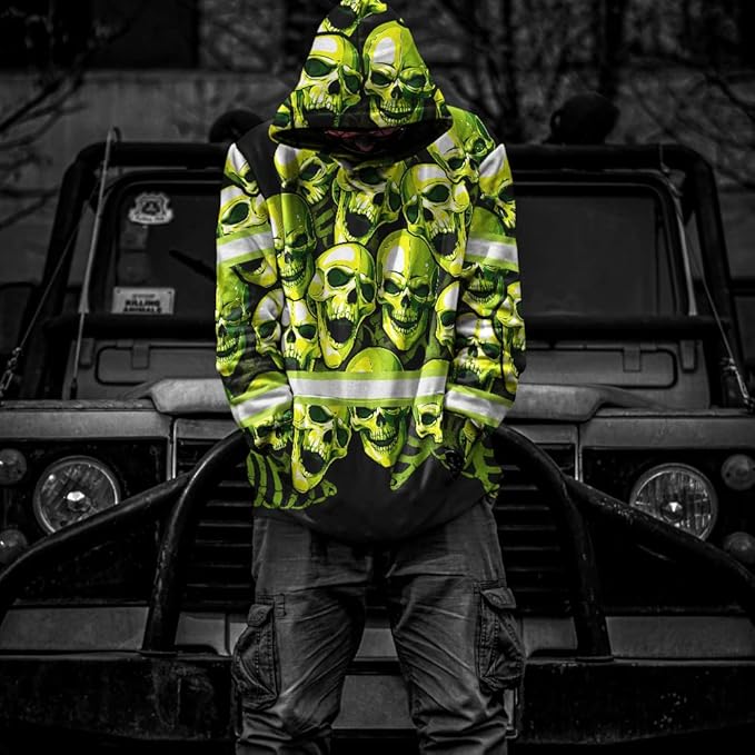 Color US Flag High Visibility Hoodie for Men Women Reflective Tapes Safety Workwear for Worker Runner Patriotic