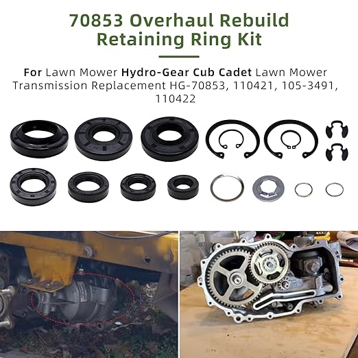 70853 Overhaul Rebuild Retaining Ring Kit 70853 Seal kit Fit for Lawn Mower Hydro-Gear Cub Cadet Lawn Mower Transmission