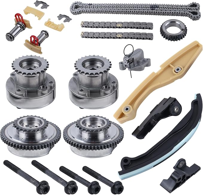 90738S Engine Timing Chain Kit VVT Sprocket Set Fit For 2011-2020 Ford F150 Edge Expedition Explorer Mustang Taurus Transit；Lincoln MKX Mark Nautilus Navigator 3.3L/3.5L/3.7L OE#AT4Z6L266B