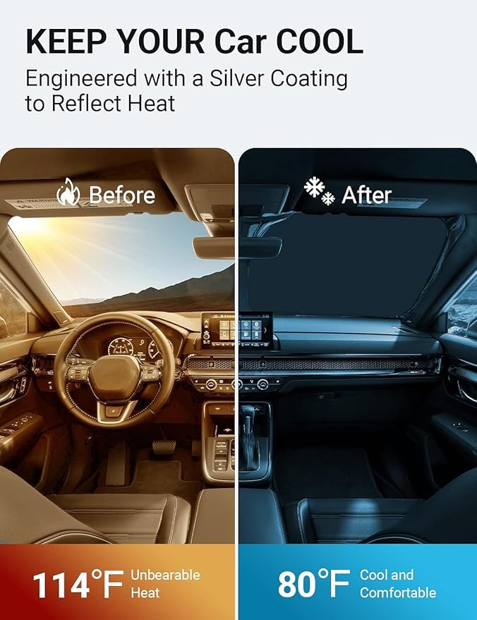 Proadsy for Honda CRV 2023-2025 2026 Windshield Sun Shade 4-Layer Foldable Front Sunshade Protector Sun Visor Blocks UV Rays Keep Car Cooler