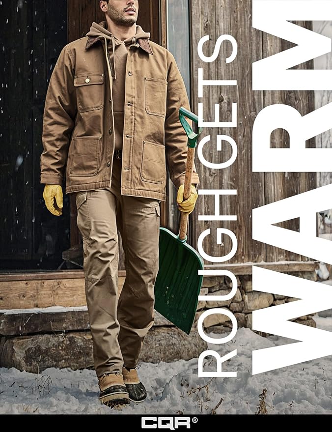 CQR Men's Winter Tactical Cargo Pants, Thermal Fleece Lined Outdoor Snow Ski Hiking Work