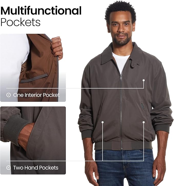Weatherproof Men's Golf Jacket - Lightweight Windbreaker, Water-Resistant Microfiber Shell, Perfect for Golf & Casual Wear
