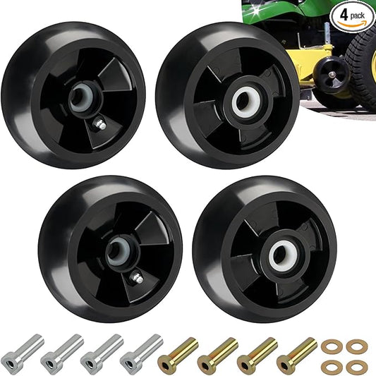 CheeMuii 4 Pack Lawn Mower Deck Gauge Wheels Kit AM125172 Mower Deck Wheels Compatible with John Deere 48", 54", 60", 62“, 72" Deck Replace for AM125172 AM124706 210-300