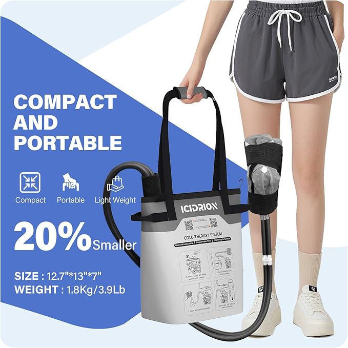 Cold Therapy Machine, Programmable Ice Machine for Knee After Surgery, Portable Knee Replacement Recovery System, Cryotherapy Pain Relief w/Compression Pad (Universal Pad+Machine)