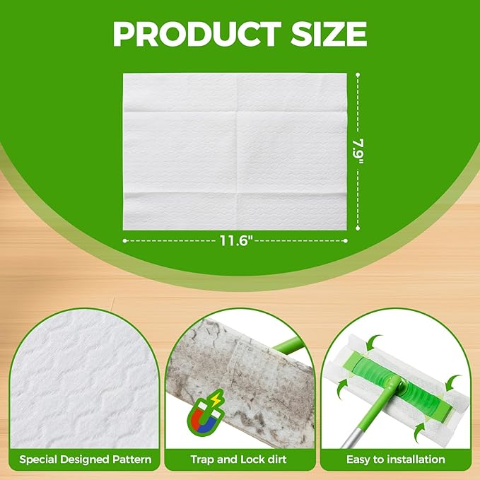Dry Mop Refills Sweeper Disposable Dusting Cloths Dry Sweeping Refills Dry Duster Cloths Mop Pads Floor Cloth Refills Electrostatic Cloths 80 Count