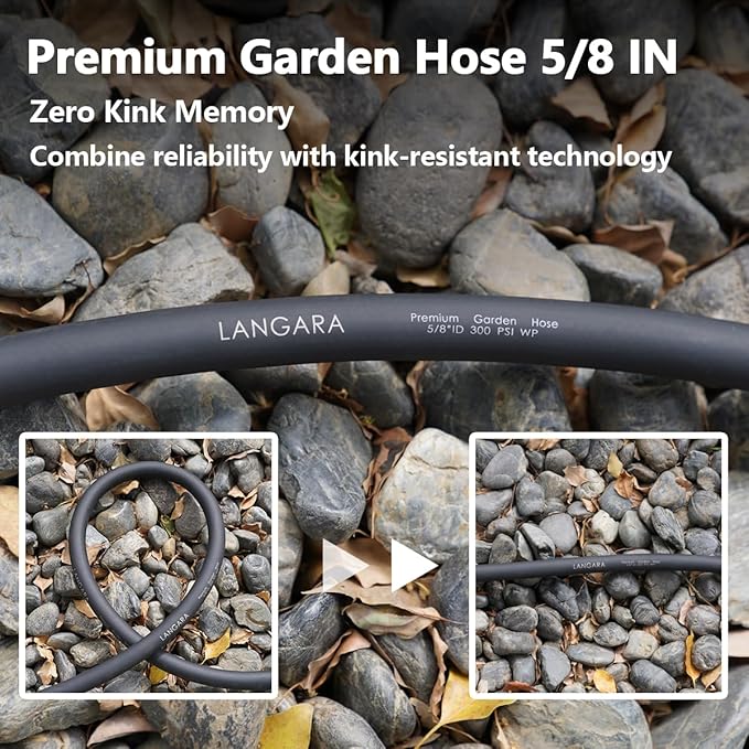 Heavy Duty Premium Garden Hose 125ft x 5/8", 300PSI Working, 1000PSI Burst, Water Hose with Transparent Swivel Handle - Hot/Cold Water - Five Layered Braiding for Durability