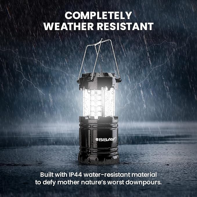 1 Pack LED Camping Lantern, LED Lanterns, Suitable Survival Kits for Hurricane, Emergency Light for Storm, Outages, Outdoor Portable Lanterns, Black, Collapsible | Batteries Included
