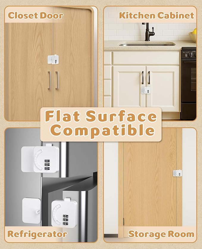 Maveek 2 Pack Child Lock for Cabinets Drawers Refrigerator Window Wardrobe Closet, Baby Proof Fridge Door Lock Childproof Combination Latch with Code Digit Password Dial (2 Pack White)